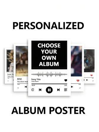 1pc Unframed Custom Album Poster - Music Wall Art, Album Cover Print, Choose Any Album, Song Tracklist Print, Album Art Poster, Personalized Quote, Home Wall Decor, Gift For Him/Her, Valentine's Day, Valentine's Day Decor Gifts Birthday Graduation,Festive Calendar