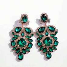Boucles d'oreilles pendantes exagérées avec perroquet, strass colorés et pompons pour femmes. Boucles d'oreilles de style européen et américain de luxe et tendance.