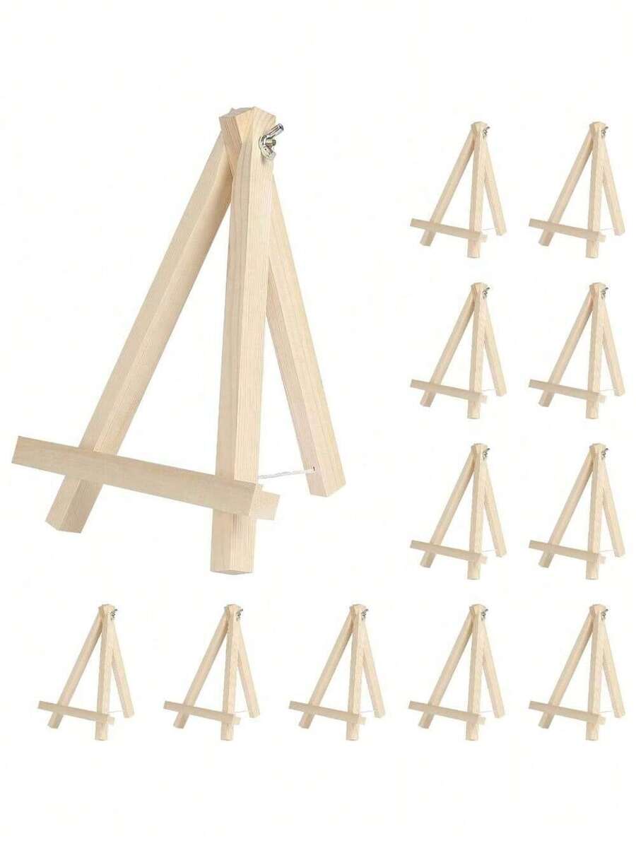 9 Inch Tall Wood Easels For Display Set Of 12 Tabletop Painting Stand