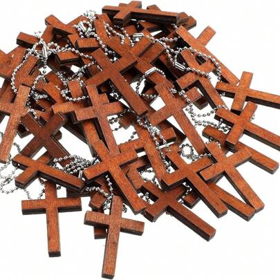 15/30pcs Mini Wooden Cross Charm Pendant - Charms For DIY Jewelry Making, Necklace, Bracelet, Earring Craft, Hanging Ornament, Christmas Decor, Unisex Accessories For Men, Women.Cross Charm Mini Wood Cross Pendant Hanging Ornament For Men, Women DIY Necklace Bracelet Earring Jewelry Craft Making