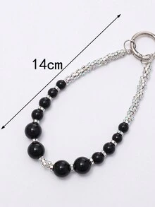 1 件奢华手工串珠手机挂绳吊饰，水钻装饰，多功能圆形或方形扣，随机发货 - 彩色 - 查看 5