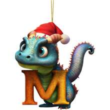 可爱的 26 个字母恐龙幼崽圣诞树装饰吊坠 - 2D 平面，亚克力材质，悬挂，适合圣诞节、生日、新年、乔迁、情人节等各种场合，全年可用，节日派对用品，节日礼物，非常适合作为节日礼物送给自己和朋友 - 彩色 - 查看 34