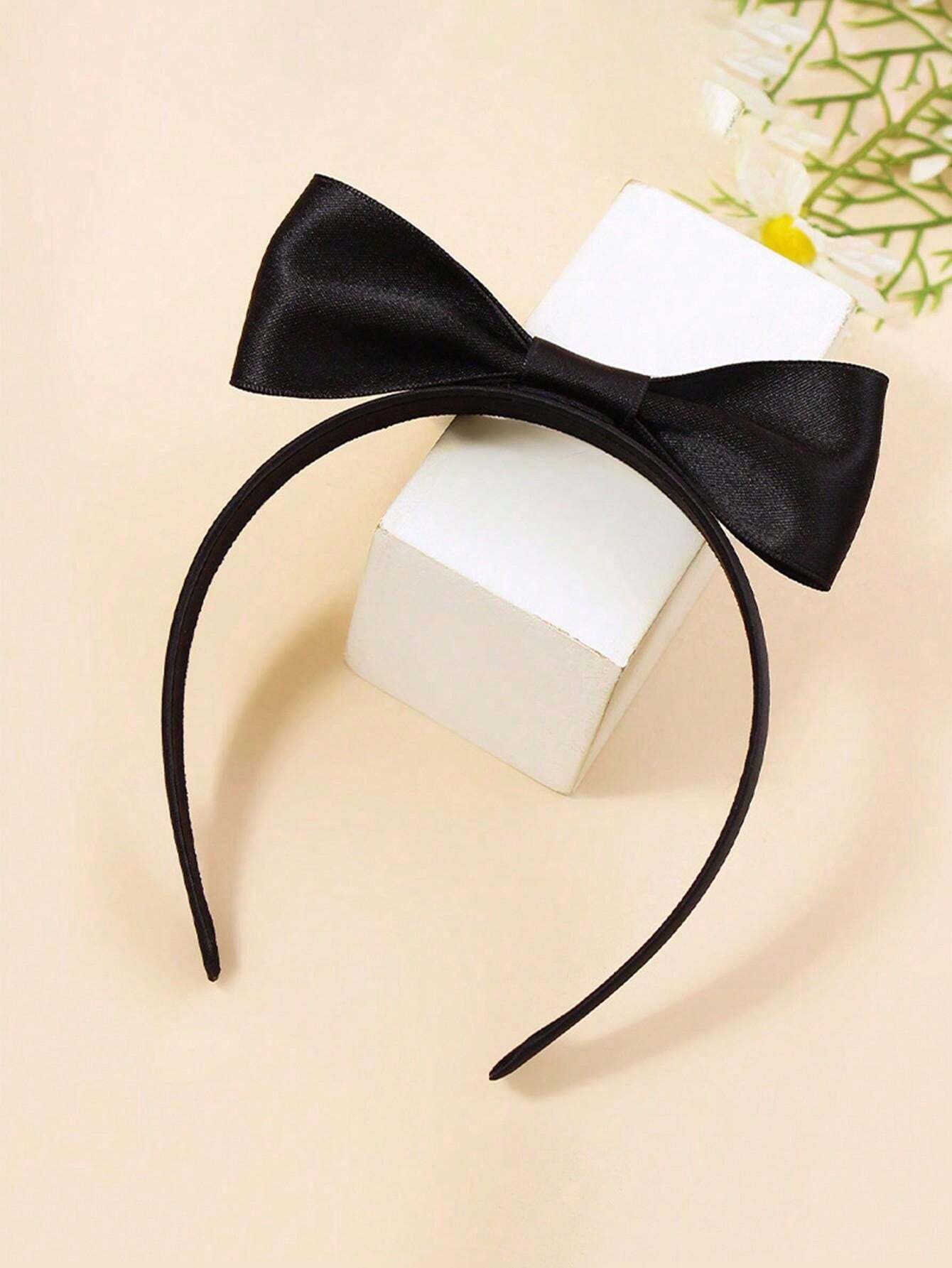 1pc Polyester Bow Headband For Women, Retro French Elegant Hair Clip
