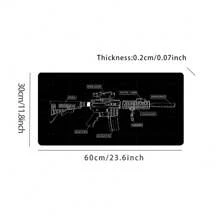 枪械图案鼠标垫，艺术设计键盘垫，大号游戏鼠标垫，橡胶缝边，35.4x15.7英寸，电脑桌面垫，完美礼物，适合朋友、返校季、办公桌配件、办公用品、办公桌配件、鼠标垫。