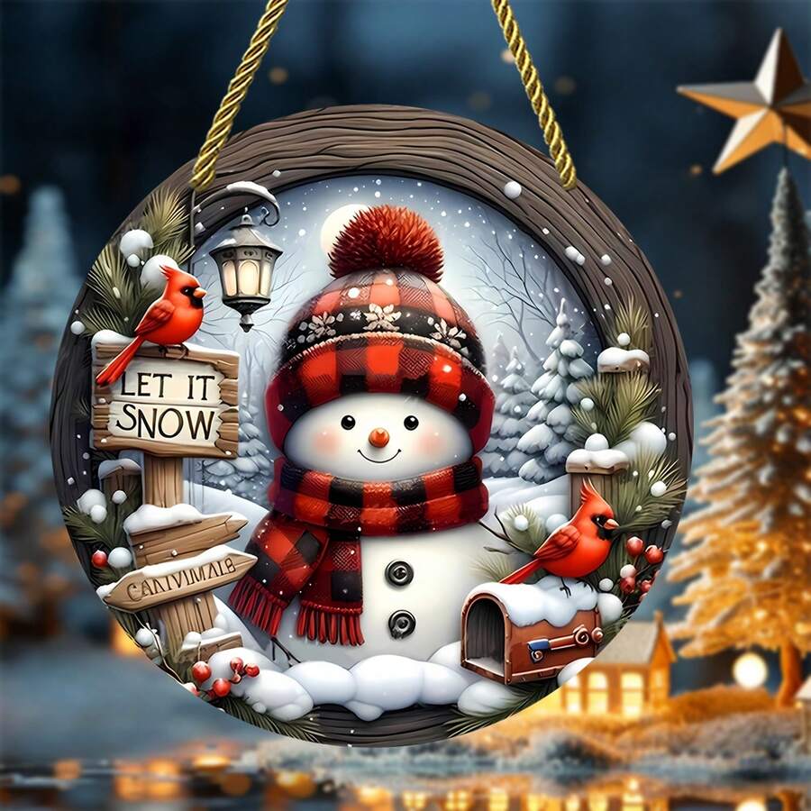 1 个圣诞雪人捕梦网亚克力捕梦网，双面，安装简便，20x20cm 彩色玻璃状窗户悬挂，适用于家庭、门廊、花园、庭院、卧室装饰，神奇的节日主题生日礼物