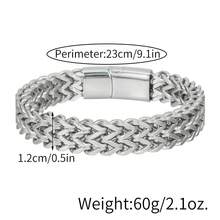 1 chiếc Vòng tay khóa từ bằng thép không gỉ phong cách Hip-Hop Châu Âu & Mỹ, thích hợp đeo hàng ngày hoặc đi chơi - Bạc - Xem 15