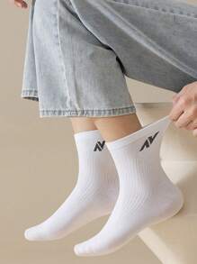 5 Pairs Men's Multi-Purpose Business & Casual Mid-Calf Socks, Simple Design, Suitable For Autumn/Winter - Multicolor - View 4