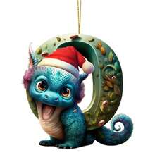 可爱的 26 个字母恐龙幼崽圣诞树装饰吊坠 - 2D 平面，亚克力材质，悬挂，适合圣诞节、生日、新年、乔迁、情人节等各种场合，全年可用，节日派对用品，节日礼物，非常适合作为节日礼物送给自己和朋友 - 彩色 - 查看 33