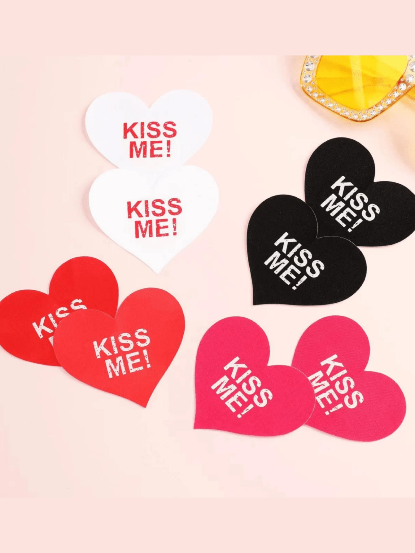 1 对新款夜光心形透气一次性乳贴，印花设计，性感乳房花瓣，女士适用，狂野