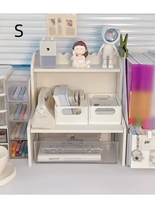 Multi-Tier Desktop Shelf Organizer(No Wooden)PVC Foam Board – Ideal For Student Dorms & Home Offices, Compact Storage Rack For Stationery & Essentials - Multicolor - View 5