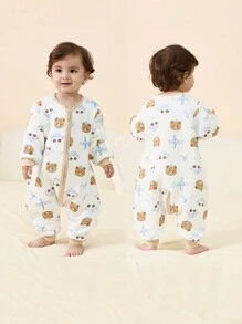 Túi ngủ trẻ em ấm áp thoải mái cho mùa xuân thu bé trai bé gái unisex hoạt hình in 3D Air chần bông dệt kim ấm áp xẻ chân túi ngủ một mảnh đồ ngủ - Nhiều màu - Xem 2