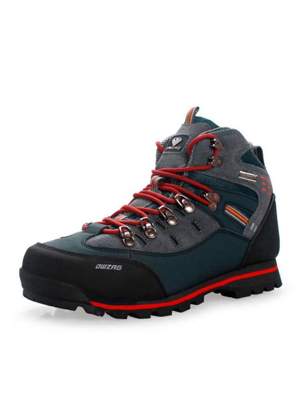 DWZRG 1 Pair Mid-Top Men's Hiking Boots With Synthetic Leather Anti-Skid Outsole, Outdoor Sports Shoes