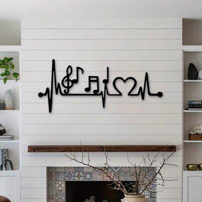 1 pieza Decoración de símbolo musical de metal, arte de hierro para decoración del hogar para sala de estar, dormitorio, oficina, pared, jardín, balcón, regalo de arte inspirador para cumpleaños, graduación, Navidad, decoración religiosa del hogar