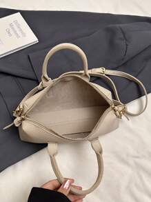 BELLEBORG Elegant & Versatile Litchi Texture Vintage Style Ladies Handbag - Beige - View 11