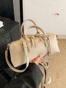 BELLEBORG Elegant & Versatile Litchi Texture Vintage Style Ladies Handbag - Beige - View 8