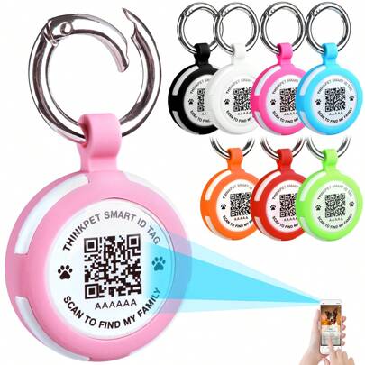 ThinkPet 1 szt. Identyfikator dla psa z funkcją odzyskiwania – niezbędny do odzyskiwania zgubionych przedmiotów, odpowiedni dla zwierząt domowych, dóbr, osób starszych i dzieci. Zeskanuj kod QR na produkcie, aby zadzwonić do właściciela; (Uwaga: Nieodpowiedni dla kotów, ponieważ może być za duży). (BEZ modułu GPS) (Nie ma potrzeby pobierania aplikacji. Zeskanuj kod QR aparatem i otwórz go w przeglądarce, aby rozpocząć korzystanie z aplikacji).