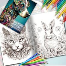 1 Book Of Amazing Animal Coloring Book For Adult , Women ,Men And Teens - With 32 Pages Coloring Images - Art Supplies For Stress Relief , Relaxing , Reflecting And Decompressing - Ideal Christmas Gift Back To School,Mother's Day,Mom's Gift,Back To School,School Supplies