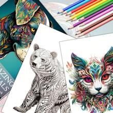 1 Book Of Amazing Animal Coloring Book For Adult , Women ,Men And Teens - With 32 Pages Coloring Images - Art Supplies For Stress Relief , Relaxing , Reflecting And Decompressing - Ideal Christmas Gift Back To School,Mother's Day,Mom's Gift,Back To School,School Supplies