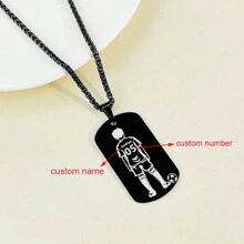 Personalized Stainless Steel Basketball/Football Necklace - Custom Name & Number, Perfect Gift For Dad, Brother, Friends - Multicolor - View 2