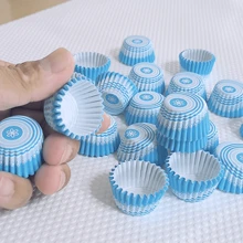 迷你蛋糕烘焙纸杯、纸杯蛋糕衬垫、一次性纸杯蛋糕烘焙模具 - 藍色 - 查看 3