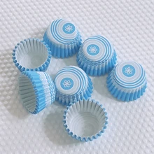 迷你蛋糕烘焙纸杯、纸杯蛋糕衬垫、一次性纸杯蛋糕烘焙模具 - 藍色 - 查看 8