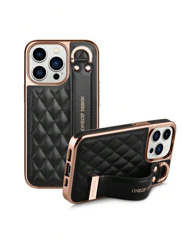 حافظة هاتف من الجلد الاصطناعي مع بطانة من الألياف الدقيقة وحزام معصم قابل للوقوف، متوافقة مع 16 برو ماكس، 15، 14، 13، 12 مقاومة للماء والصدمات ومقاومة للخدش