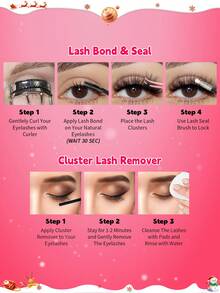 RITALASH 48PCS D Curl Cluster Lash DIY Eyelash Extensions Long Individual Lashes Mixed Tray Lash Clusters Extensions DIY Cluster Lash At Home With Bond And Seal Tweezer And Cluster Lash Remover For Christmas - Black - View 7