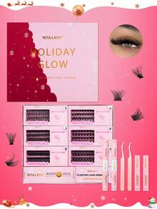 RITALASH 48PCS D Curl Cluster Lash DIY Eyelash Extensions Long Individual Lashes Mixed Tray Lash Clusters Extensions DIY Cluster Lash At Home With Bond And Seal Tweezer And Cluster Lash Remover For Christmas - Black - View 1