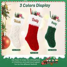 1 szt. Spersonalizowane pończochy, 18" duże, robione na zamówienie pończochy z haftowanym imieniem, świąteczne i rodzinne pończochy do dekoracji kominka
