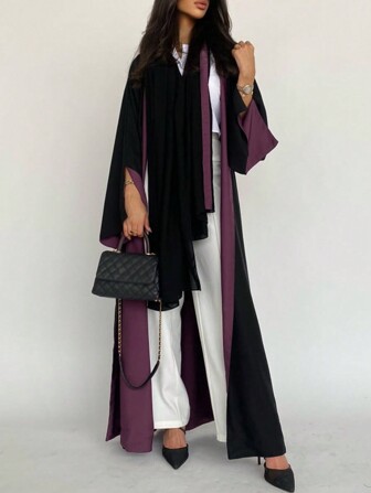 1st lapptäcke i enfärgad färg Eleganta fritidskläder, finstickad, noggranna manschettlappar, sofistikerat tyghantverk, graciös och raffinerad känsla, moderiktig och generös kofta Abaya