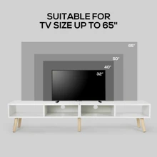 VOWNER 59" TV Stand With Open Shelf Up To 55-60 Inch TV, Console Table Entertainment Center For Living Room, Bedroom,Thanksgiving Christmas Gifts - 白色 - 查看 3