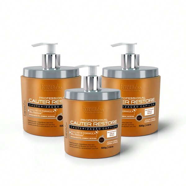 FOREVER LISS Combo 3 Máscara Cauterização Capilar 500g Forever Liss