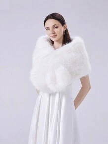 Nueva capa de piel de zorro sintética, chal cálido para otoño/invierno, adecuado para el escenario, fiesta de noche, boda