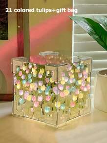 DIY 郁金香花立方体 LED 夜灯，生日、情人节温馨浪漫礼物 - 鬱金香鏡花燈 - 查看 18