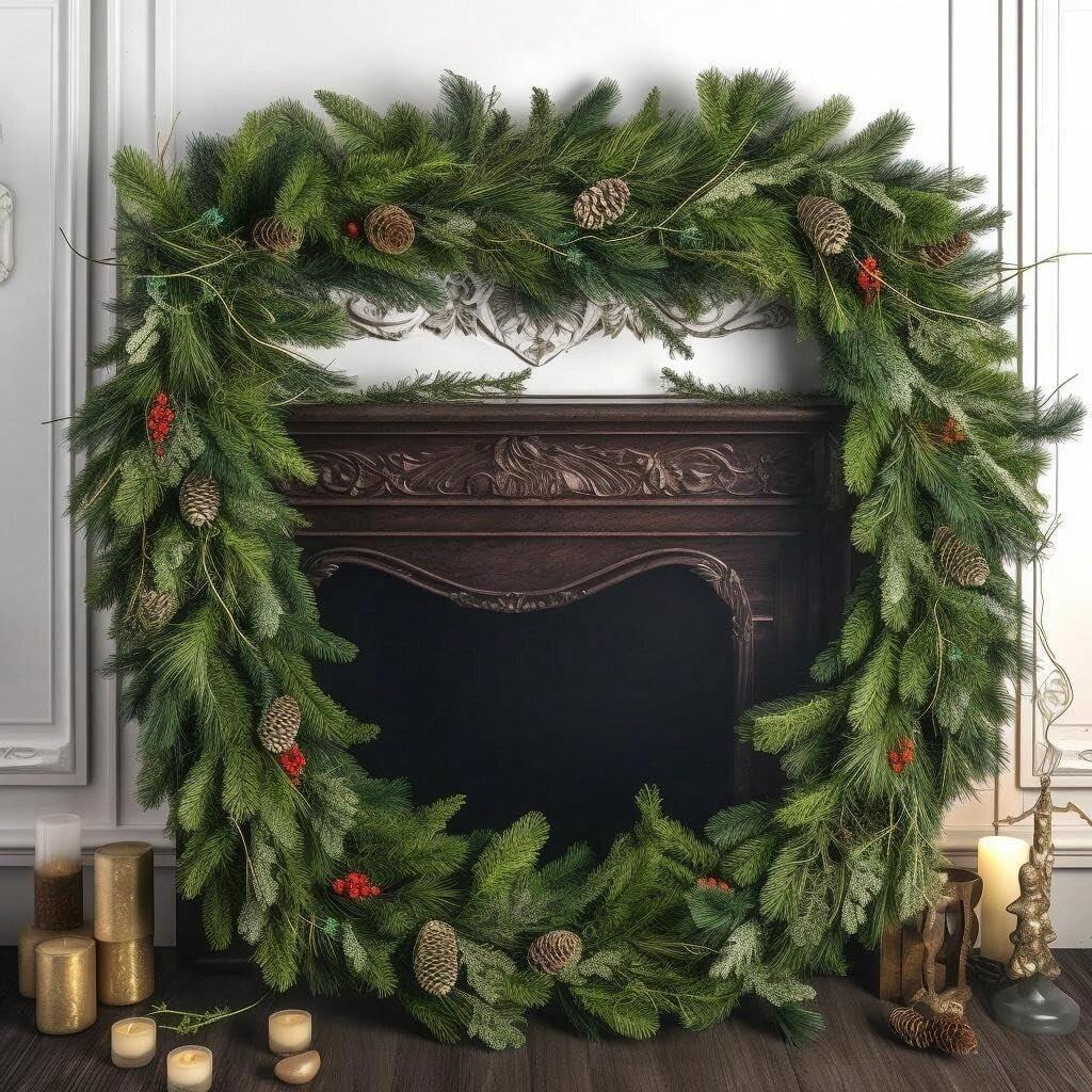Christmas Garland Green Pine Artificial Pine Garland With 3m Light