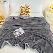 1 chiếc chăn ấm mềm mại dày dặn tối giản màu trơn, mùa đông - Xám - Xem 5