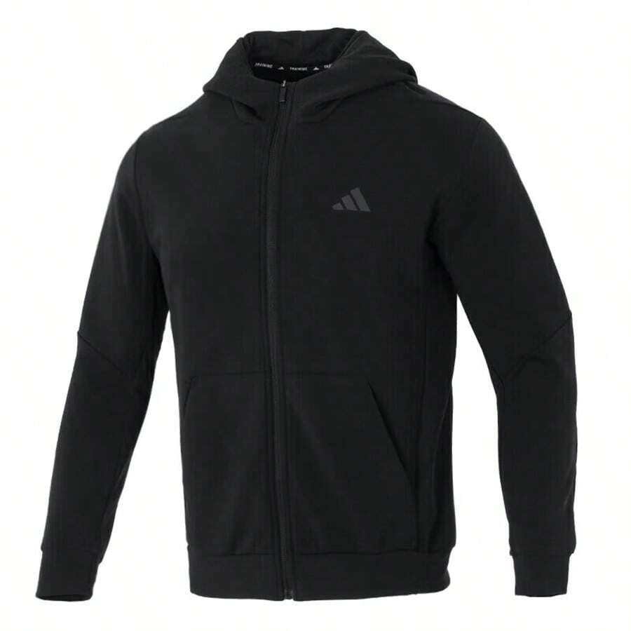 阿迪达斯男士新款舒适训练健身休闲运动连帽夹克 IY1131 - 黑色 - 查看 1
