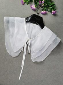 1 chiếc áo nỉ chui đầu vai bằng polyester mỏng nhiều màu tinh tế có viền lượn sóng phong cách Bohemian dành cho nữ có cổ áo có thể tháo rời, thời trang thu đông - trắng - Xem 6