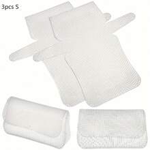 3 piezas Kit de fabricación de bolsa de ganchillo con malla de punto de cruz, formas y patrones de lona plástica - Blanco - Ver 12
