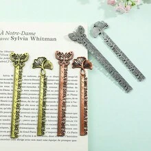 1pc Ginkgo Leaf & Butterfly Metal Bookmark, Flower Pattern Carving Ruler Type Book Aid Perfect Graduation Birthday Gifts For Friends, Family, And Teachers - one-size - View 4