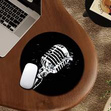 1pc Cute Music Record Shape Mouse Pad, Compact Mini Round Mouse Pad With Non-Slip Rubber Base, Suitable For Work Office Desktop Computer Laptop, Desk Accessories