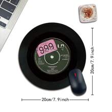 1pc Cute Music Record Shape Mouse Pad, Compact Mini Round Mouse Pad With Non-Slip Rubber Base, Suitable For Work Office Desktop Computer Laptop, Desk Accessories