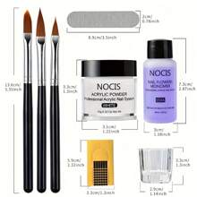 Bộ dụng cụ vẽ móng acrylic NOCIS, bao gồm cọ, dung dịch monomer, bột acrylic trong suốt và màu hồng - Công thức không bị ố vàng, không mùi hương - Bộ dụng cụ vẽ móng dành cho người mới bắt đầu. - Nhiều thông số kỹ thuật - Xem 3