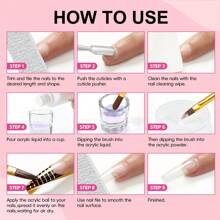 coscelia 42 PIEZAS Kit de uñas acrílicas - 8G de polvo acrílico blanco rosa claro y 30ML de líquido acrílico para sistema de uñas, 24 PIEZAS de decoración de uñas con purpurina, pegamento para uñas, aceite para cutículas, set de suministros para extensión o tallado de uñas acrílicas - 5 PIEZAS de pinceles de arte de uñas, 50 PIEZAS de puntas de uñas postizas blancas y transparentes para mujeres para manualidades de arte de uñas, regalo para salón