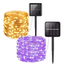 LED Solar String Lights Waterproof 10/12M Copper Wire Fairy Outdoor Garden Lamp - Orange-violet - View 11