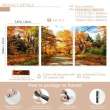 3 pièces d'art mural avec cadre en bois, peuvent être accrochés directement. Affiche d'automne avec feuillage d'automne, décoration murale unique. Impression d'art tendue et prête à être accrochée - Affiches encadrées, art mural, éléments de décoration de pièce