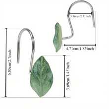 12 Pcs Leaf Decorative Shower Curtain Hooks Multifunctional Hooks Fashionable Green Plant Leaf Shower Hooks High Quality Material Rust-Resistant Stainless Steel Shower Curtain Hooks Suitable For Bathroom Bedroom Decoration (Leaves) Home Bathroom Decor Fall Decor Bathroom Accessories Back To School - 12 pcs - View 3