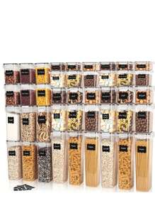 3/5/6/7/9/10/11/12/15/24pcs Stackable Large Capacity Food Storage Container With Lid, Coffee Storage Container, Multi-Functional And Reusable Food Storage Sealed Box, Used For Flour, Sugar, Dried Fruits, And Pasta, Kitchen Sorting And Storage, Kitchen Accessories