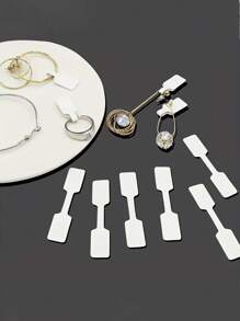 500-100pcs/Set Jewelry Price Tags Stickers, Square Label Pricing Self-Adhesive Blank Tags For Rings, Necklaces, Earrings Price Identification Rectangular Labels, Suitable For Easter, Halloween, Christmas, Thanksgiving, Mother's Day