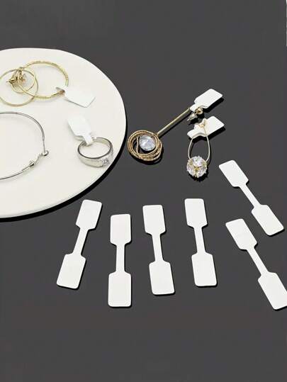 500-100张/套珠宝价格标签贴纸，方形自粘空白标签，适用于戒指、项链、耳环等价格标识，矩形标签，适合复活节、万圣节、圣诞节、感恩节、母亲节等场合。